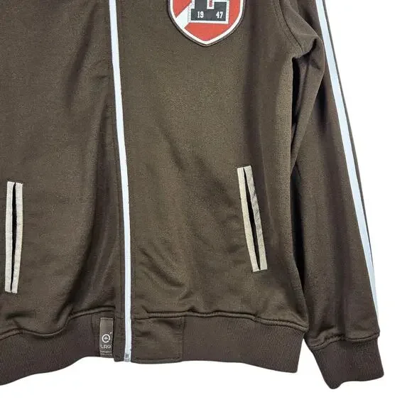 LRG Killa Cambridge Track Jacket Mens Medium Brown Suede Elbow Patches Varsity - Picture 6 of 12